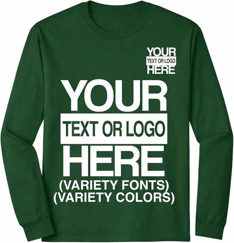 Custom Long Sleeve T-Shirt with Your Text or Logo, Variety Fonts and Colors, Business Logo Shirt in Kuwait
