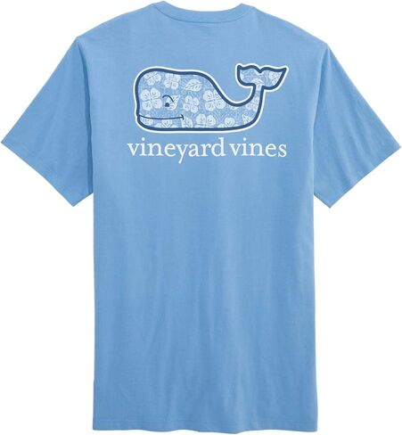 Vineyard Vines Men's Tiki Woodblock Floral Whale Fill Short-Sleeve Pocket Tee in Kuwait