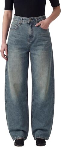 Barrel Jeans for Women,High Waisted Stretchy Trendy Wide Leg Sweatpant Jeans Relaxed Fit Baggy Boyfriend Denim Pants in Saudi Arabia