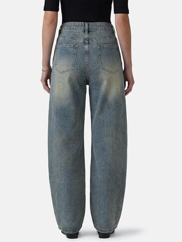 Barrel Jeans for Women,High Waisted Stretchy Trendy Wide Leg Sweatpant Jeans Relaxed Fit Baggy Boyfriend Denim Pants in Saudi Arabia