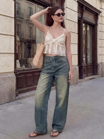Barrel Jeans for Women,High Waisted Stretchy Trendy Wide Leg Sweatpant Jeans Relaxed Fit Baggy Boyfriend Denim Pants in Saudi Arabia