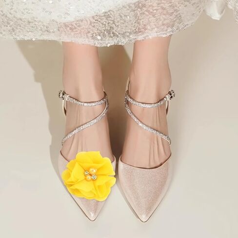 2 Pair Yellow Shoe Clips Yellow Flower Clips for Shoes Kitten Heels Decorations Beachy Heels Accessories for Wedding Party Summer Vacation in Saudi Arabia
