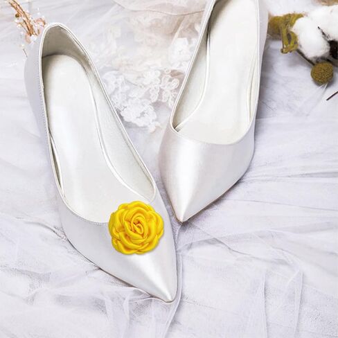 2 Pair Yellow Shoe Clips Yellow Flower Clips for Shoes Kitten Heels Decorations Beachy Heels Accessories for Wedding Party Summer Vacation in Saudi Arabia