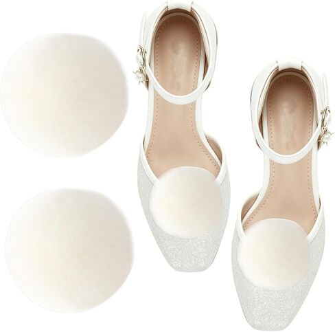 1.97 Inch Faux Fur Pom Pom Shoe Clips 1 Pair Removable Fluffy Puff Balls Shoe Decor Halloween Women Cute Style Dress Up Costume Accessories - White in Saudi Arabia