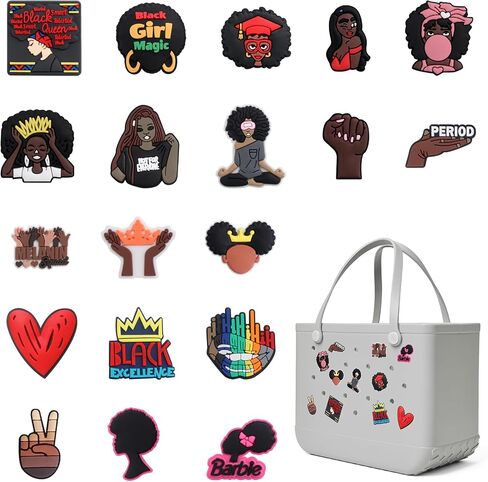 Black Girl、Bling Nurse、Summer Decoration、Hot Pink Charms for Bogg Bag, Beach Bag Accessories for Bogg Bag Insert Decorative for Handbag Beach Tote Bag in Saudi Arabia