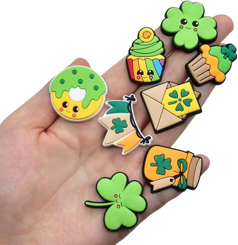 Lucky 4-Leaf Clover Shoe Charms for Girls, 20-Pack St. Patrick's Day Charms for Kids' Shoes, Assorted Lucky Clover Shoe Decorations, Bring Luck with Every Step in Saudi Arabia