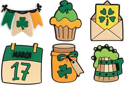 Lucky 4-Leaf Clover Shoe Charms for Girls, 20-Pack St. Patrick's Day Charms for Kids' Shoes, Assorted Lucky Clover Shoe Decorations, Bring Luck with Every Step in Saudi Arabia