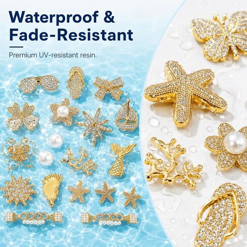 24 Pcs Beach Shoe Charms for Women, Resin Ocean Theme Clog Decoration Accessories with Starfish Pearl, Jewels Flower Charms for Girls,Pearl Shoe Chain in Saudi Arabia