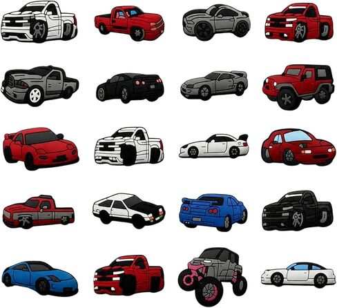 20 Pcs Car Shoe Charms,PVC Truck Sports Car Vehicle Charms for Clog Shoes,DIY Sandals,Cartoon Automotive Shoe Decorations,Car Gifts in Saudi Arabia