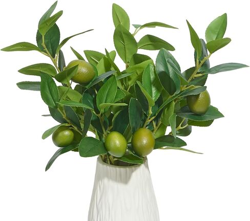 3 PCS Artificial Green Lemon Branches for Vase 18 Inch Fake Lemons Fruit Picks Faux Lemons Tree Decor Realistic in Saudi Arabia