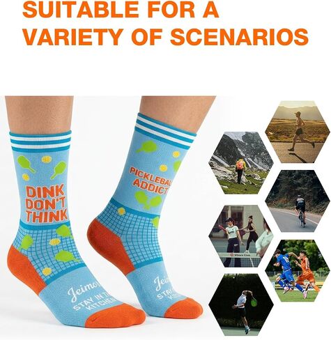 Funny Pickleball Socks, Unisex Athletic Sports Crew Socks for Men Women, Running Socks, Novelty Pickleball Accessories Gifts in Saudi Arabia