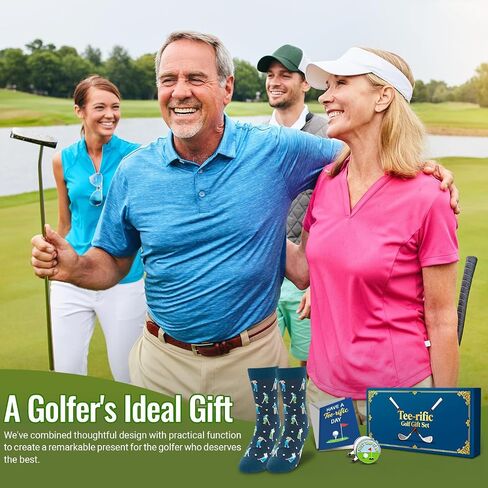HAPPYPOP Golf Gift Set for Men - Golf Socks, Hat Clip with Ball Marker, Greeting Card for Dad, Husband, and Golfers for Father's Day, Christmas & Birthday in Saudi Arabia
