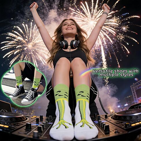 Creative Frog Design Novelty Socks, Novelty Crew Socks - Comfortable Breathable & Non-Irritating Seamless Toe, Moisture Wicking, Stretchy for Daily Wear, Sports, Gifts in Saudi Arabia