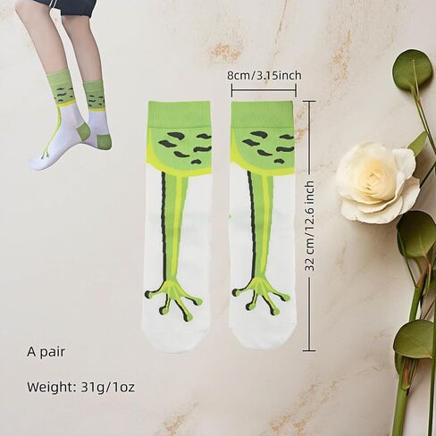 Creative Frog Design Novelty Socks, Novelty Crew Socks - Comfortable Breathable & Non-Irritating Seamless Toe, Moisture Wicking, Stretchy for Daily Wear, Sports, Gifts in Saudi Arabia