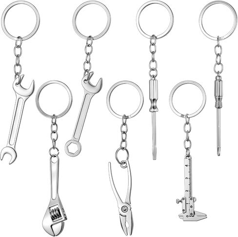 7 Pcs Mini Wrench Tool Keychain, Creative Mini Adjustable Wrenchs Key Chain Spanner Pocket Wrenchs Pendant Locking Adjustable Keychain Wrenches Metal Spanner Keyring for Key Chain Bags Hand DIY(Silver in Saudi Arabia