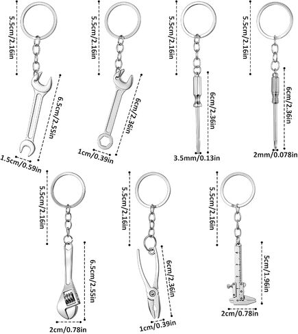 7 Pcs Mini Wrench Tool Keychain, Creative Mini Adjustable Wrenchs Key Chain Spanner Pocket Wrenchs Pendant Locking Adjustable Keychain Wrenches Metal Spanner Keyring for Key Chain Bags Hand DIY(Silver in Saudi Arabia