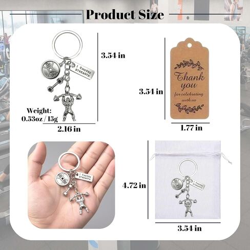 Fitness Motivation Keychain Bulk 20 Pack, I Choose Strength Gym Keyring Set for Sports Teams, Fitness Trainers, Events, Inspirational Weightlifting Gifts, Workout Party Favors for Men and Women in Saudi Arabia