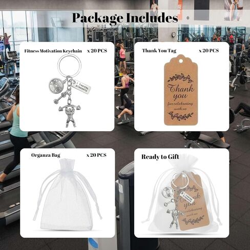 Fitness Motivation Keychain Bulk 20 Pack, I Choose Strength Gym Keyring Set for Sports Teams, Fitness Trainers, Events, Inspirational Weightlifting Gifts, Workout Party Favors for Men and Women in Saudi Arabia