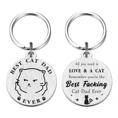 Viayen Father's Day Keychain for Cat Dad - Gifts from Cats to Dad Father Birthday Valentines Easter Stuff in Kuwait