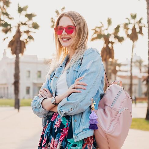 MAQUITA 20 Pcs Pom Pom Tassel Keychain Colorful Backpack Keychain Women Cute Bag Charms Bohemian Purse Tassels Bag Charm Handbag Purse Pendant Key Chain (5 Colors) in Kuwait