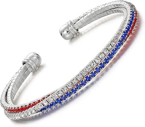 American Flag Bracelet for Women Men Sparkly American Blue Red White Patriotic Bracelets 4th of July Independence Day Jewelry Gifts Fashion Decorations in Kuwait