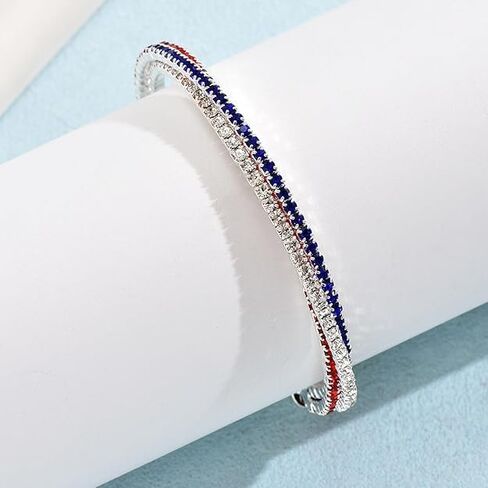 American Flag Bracelet for Women Men Sparkly American Blue Red White Patriotic Bracelets 4th of July Independence Day Jewelry Gifts Fashion Decorations in Kuwait