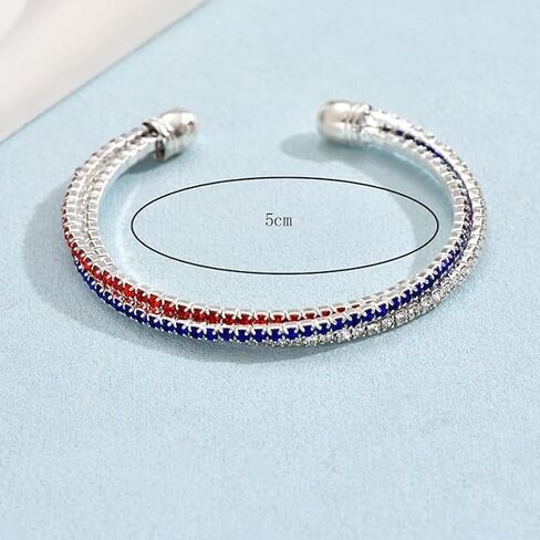 American Flag Bracelet for Women Men Sparkly American Blue Red White Patriotic Bracelets 4th of July Independence Day Jewelry Gifts Fashion Decorations in Kuwait