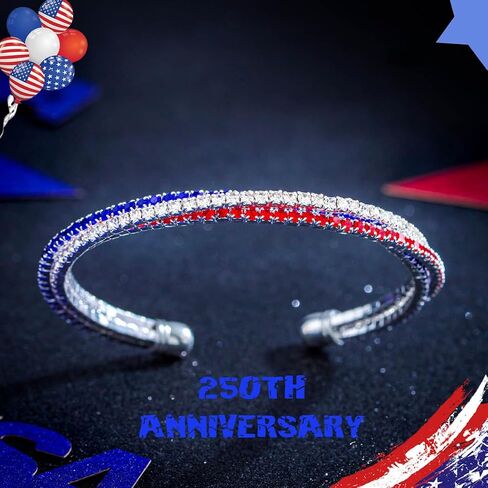 Independence Day Bracelet USA American Flag Bracelets Red Blue White Bracelet Rhinestone Cuff Bracelets for Women in Kuwait