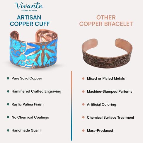 Copper Bracelets for Women – Turquoise Verdigris Patina Copper Cuff Bracelet, Vintage and Boho Jewelry, Handmade Floral Design, Wide Adjustable Open Cuff, Solid Copper Construction, Adult Artisan Gift for Her in Saudi Arabia