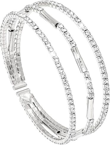 Rhinestone Cuff Bracelet for Women Adjustable Multilayer Bridal Crystal Bangle for Wedding Prom Party Dating in Saudi Arabia