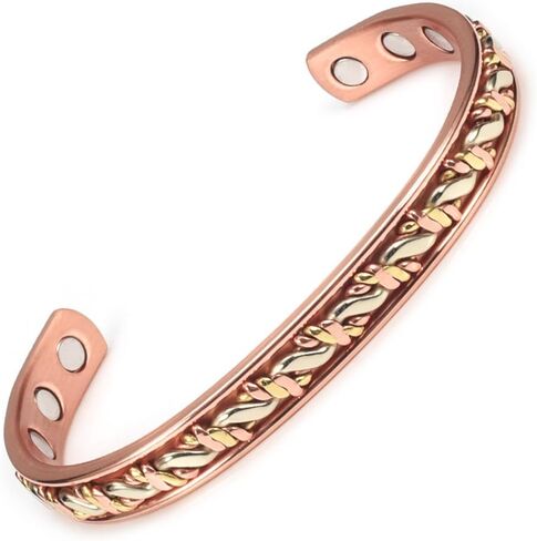 EnerCoppeX Copper Magnetic Bracelet for Women - Detox Jewelry with 3500 Gauss Magnet, Adjustable Cuff Bangle (Z) in Saudi Arabia