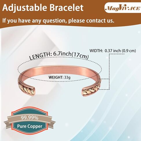 EnerCoppeX Copper Magnetic Bracelet for Women - Detox Jewelry with 3500 Gauss Magnet, Adjustable Cuff Bangle (Z) in Saudi Arabia