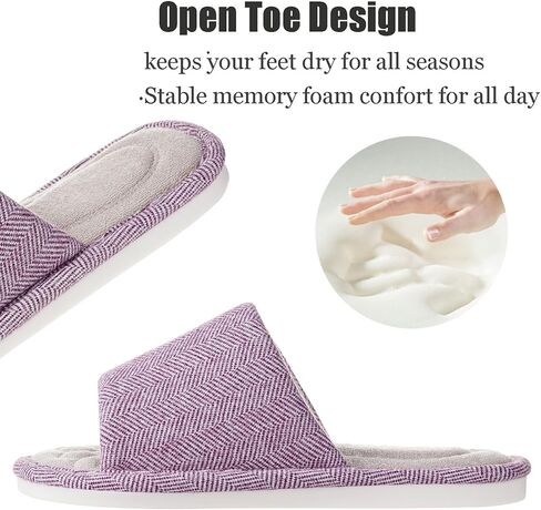 Dokela Womens Open Toe House Slippers Breathable Slip-on Indoor Slippers with Memory Foam Soft Machine Washable Bedroom Home Shoes in Saudi Arabia
