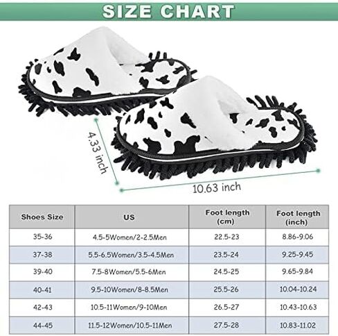 Microfiber Floor Mop Slippers House Dust Cleaning Tool Detachable Washable Shoes for Kitchen House Cleaning (Women 8.5-9/Men 11-11.5, Cow Pattern) in Saudi Arabia