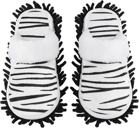 Microfiber Floor Mop Slippers House Dust Cleaning Tool Detachable Washable Shoes for Kitchen House Cleaning (Women 8.5-9/Men 11-11.5, Cow Pattern) in Saudi Arabia