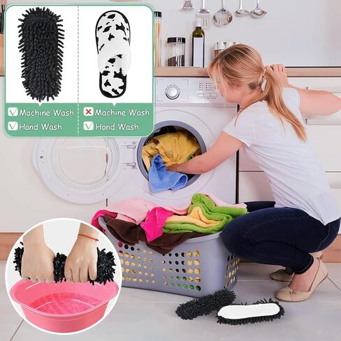 Microfiber Floor Mop Slippers House Dust Cleaning Tool Detachable Washable Shoes for Kitchen House Cleaning (Women 8.5-9/Men 11-11.5, Cow Pattern) in Saudi Arabia