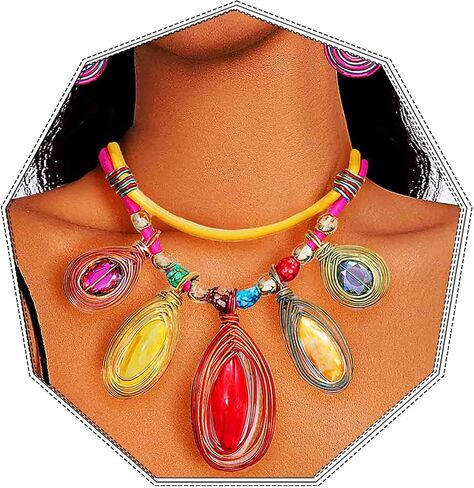 African Statement Choker Necklaces Pride Colorful Chunky Bib Collar Necklace Ethnic Indian Tribal Jewelry Set for Women in Saudi Arabia