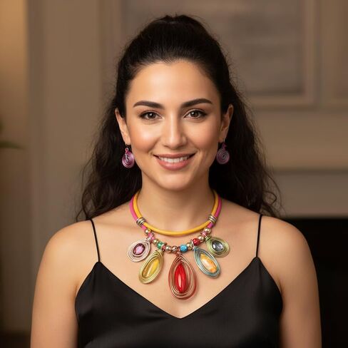 African Statement Choker Necklaces Pride Colorful Chunky Bib Collar Necklace Ethnic Indian Tribal Jewelry Set for Women in Saudi Arabia