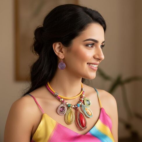 African Statement Choker Necklaces Pride Colorful Chunky Bib Collar Necklace Ethnic Indian Tribal Jewelry Set for Women in Saudi Arabia