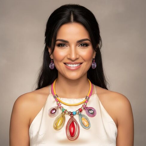 African Statement Choker Necklaces Pride Colorful Chunky Bib Collar Necklace Ethnic Indian Tribal Jewelry Set for Women in Saudi Arabia