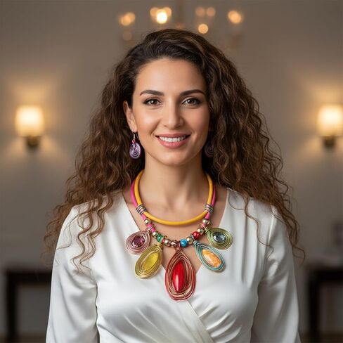 African Statement Choker Necklaces Pride Colorful Chunky Bib Collar Necklace Ethnic Indian Tribal Jewelry Set for Women in Saudi Arabia