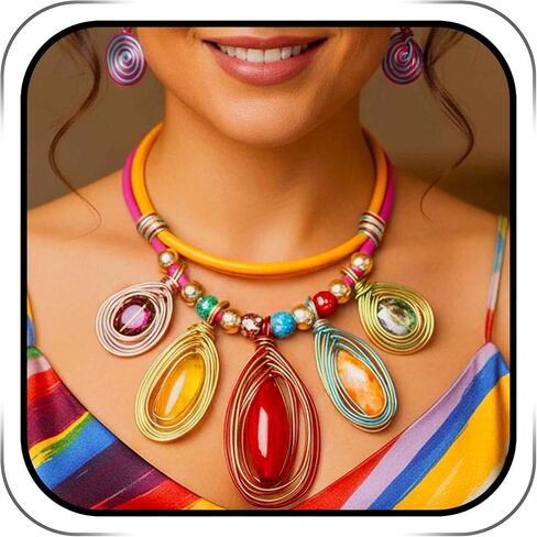 African Statement Choker Necklaces Pride Colorful Chunky Bib Collar Necklace Ethnic Indian Tribal Jewelry Set for Women in Saudi Arabia