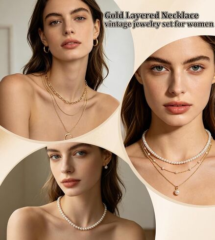 30 Pcs Gold Jewelry Set for Women with 6 Necklaces, 6 Bracelets, 6 Earrings, 12 Knuckle Rings Gold Plated Accessories for Women Gift in Saudi Arabia