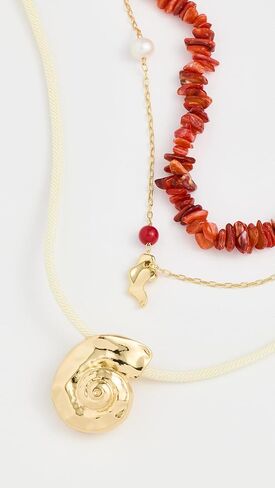 Madewell Women's Puka Shell Mixed Necklace Layer Pack in Kuwait