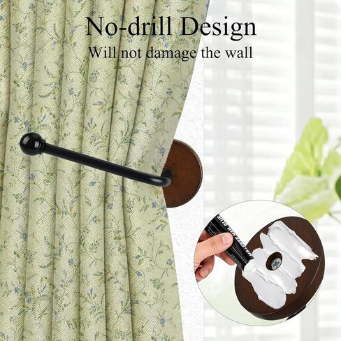 Adhesive Curtain Holdbacks, Vintage Curtain Tiebacks with Stainless Steel Hooks, No-Drill Curtain Holders for Home Decoration in Kuwait