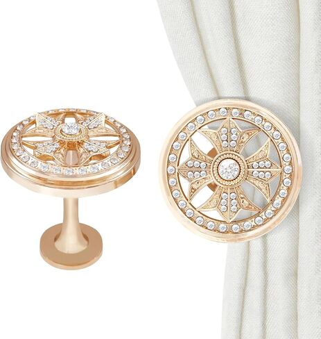 2Pcs Curtain Holdbacks, MfhdgXAvs Vintage Wall Mounted Tiebacks with Rhinestones - Zinc Alloy Drapery Hooks for Curtain Types,Living Room, Bedroom, Kitchen, Dining Room Boho Decor (red Bronze) in Saudi Arabia