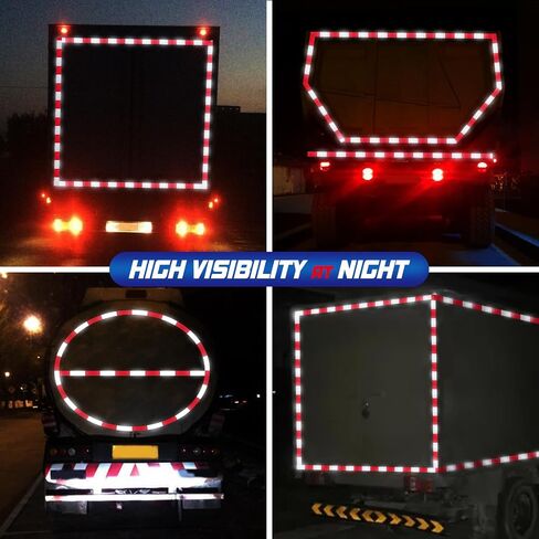 Spurtar 2 inch x 32 Feet Reflective Tape DOT-C2 Waterproof Red and White Tape Caution Tape Strong Adhesive Reflector Tape Warning Safety Tape Accessories for Vehicles Trailers Boats Signs in Kuwait