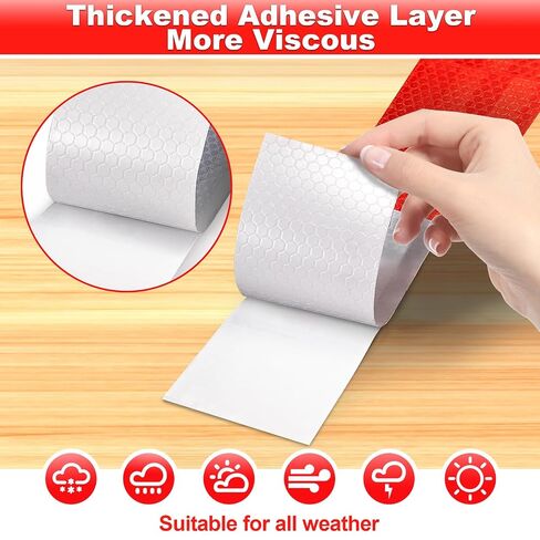 Spurtar 2 inch x 32 Feet Reflective Tape DOT-C2 Waterproof Red and White Tape Caution Tape Strong Adhesive Reflector Tape Warning Safety Tape Accessories for Vehicles Trailers Boats Signs in Kuwait