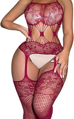 nine-tailed fox Sexy Lingerie For Women Exotic Bodystocking One Piece Babydoll Mesh Bodysuit Jumpsuit Nightwear in Saudi Arabia