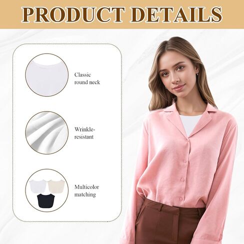 3 PCS of Cleavage Cover up for Low Neckline, Faux Collar Women, Detachable Modesty Panel Cleavage Cover, Suitable for Women and Girls, Practical and Versatile in Saudi Arabia